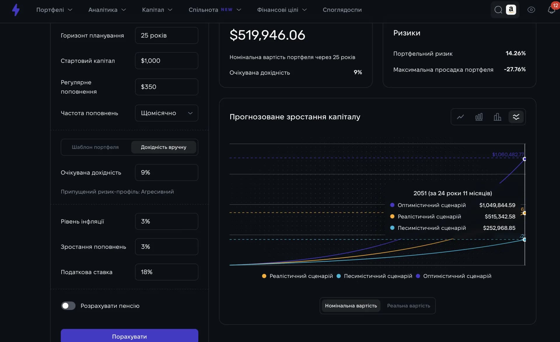 Розрахунок пенсійного забезпечення у Strum